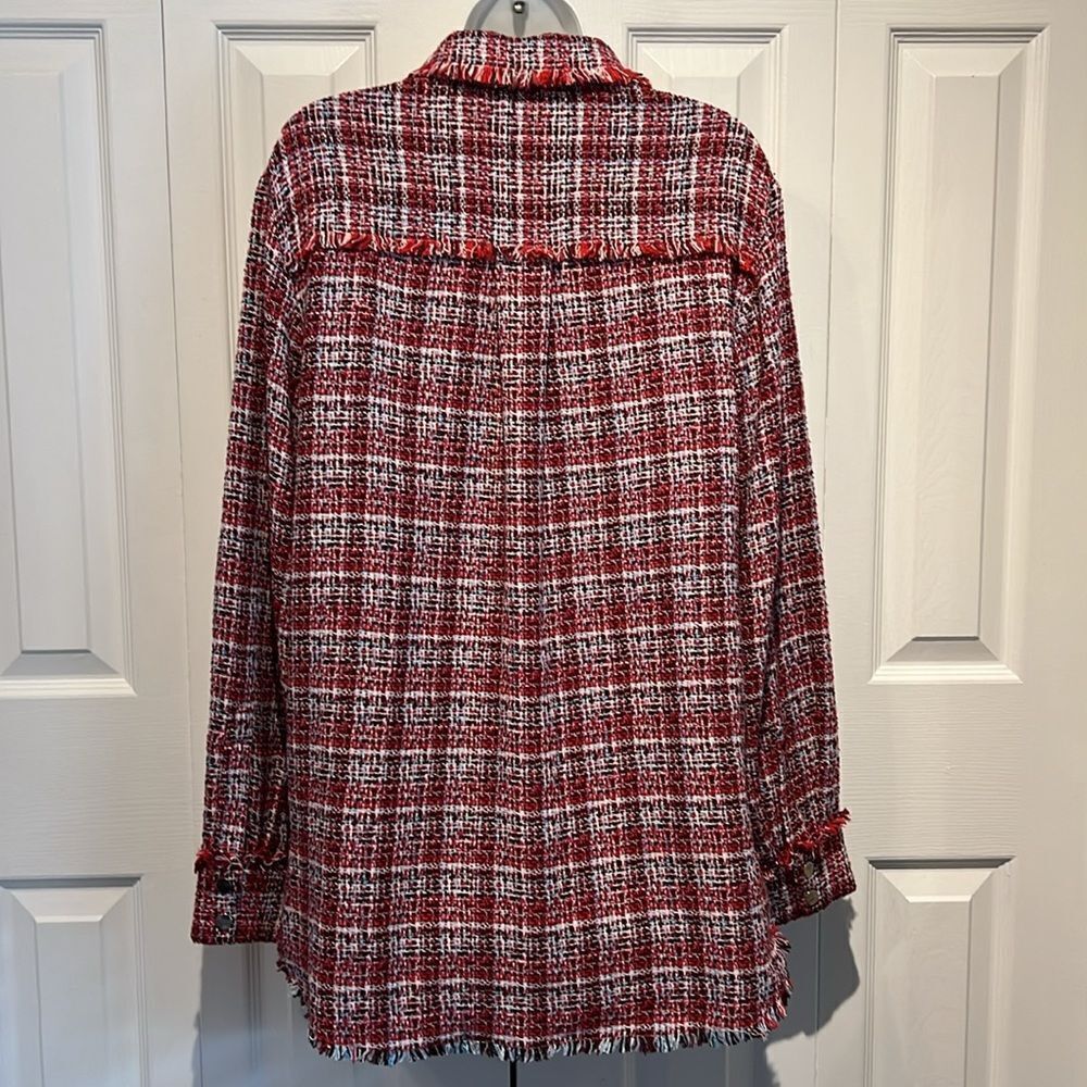 C&A Red Multicoloured Tweed European‎ Jacket Shacket Size EU 36 US M/L - Picture 9 of 16